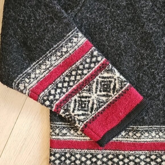 Vintage Cleo Nordic Wool Neuteral Cardigan Sweater Large - Picture 4 of 14